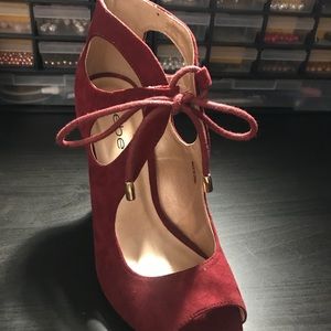 Bebe sued peep toe heels